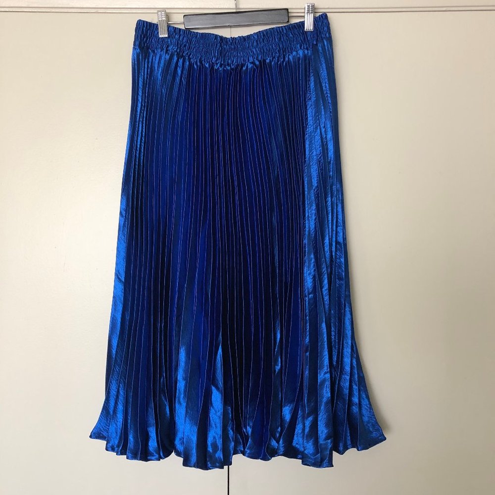 STELEN Pleated Cecille Skirt - Metallic Blue - L